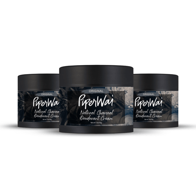 PiperWai Charcoal Magnesium Natural Deodorant Cream 3Pack
