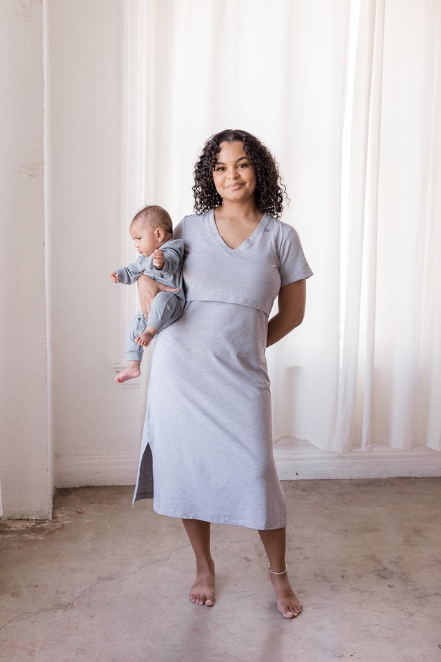 Everyday Breastfeeding Dress - Heather Gray