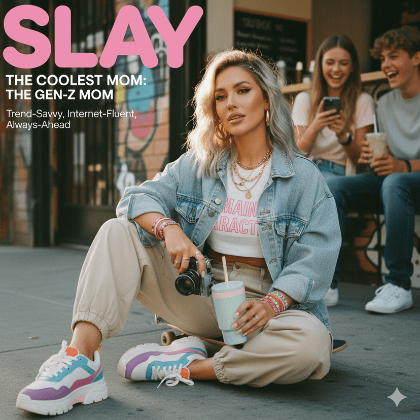 The Coolest Mom aka The Gen-Z Mom The Trend-Savvy, Internet-Fluent, Always-Ahead One